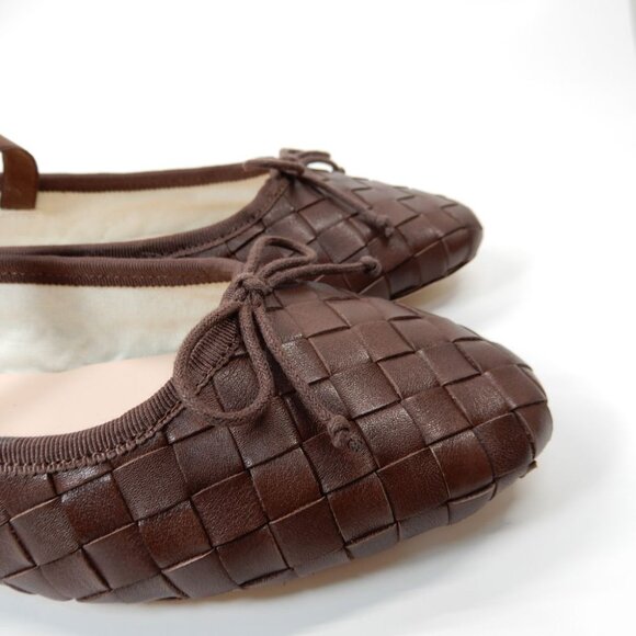 LOEFFLER RANDALL Leonie Woven Ballet Flats Size 6 Espresso Brown Leather NEW - Picture 9 of 15